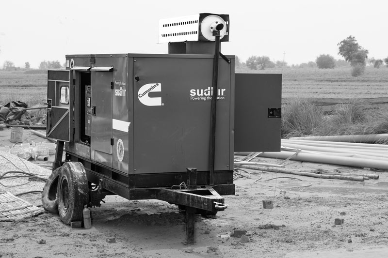 Shrimp Farming in Saline Agricultural Fields in Haryana - generator used for running electrical appliances in a shrimp farm